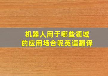 机器人用于哪些领域的应用场合呢英语翻译