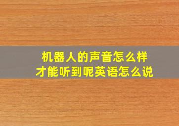 机器人的声音怎么样才能听到呢英语怎么说