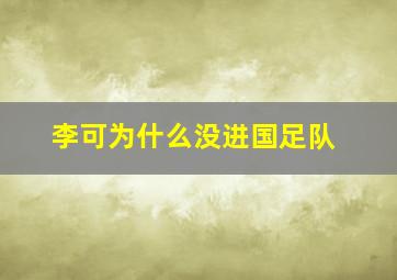 李可为什么没进国足队