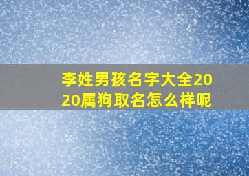 李姓男孩名字大全2020属狗取名怎么样呢