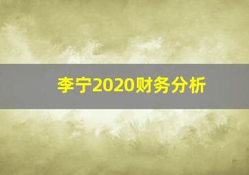 李宁2020财务分析