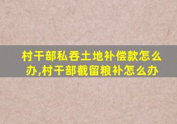 村干部私吞土地补偿款怎么办,村干部截留粮补怎么办