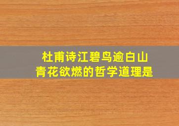 杜甫诗江碧鸟逾白山青花欲燃的哲学道理是