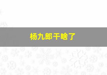 杨九郎干啥了