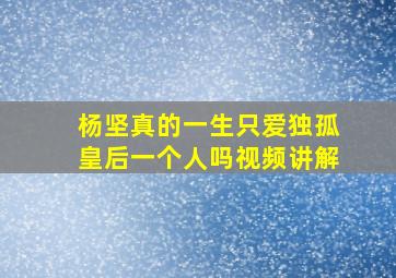 杨坚真的一生只爱独孤皇后一个人吗视频讲解