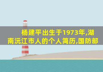 杨建平出生于1973年,湖南沅江市人的个人简历,国防部