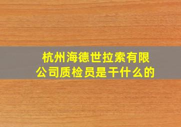 杭州海德世拉索有限公司质检员是干什么的