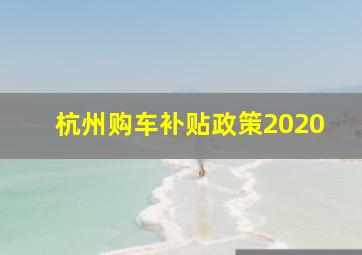 杭州购车补贴政策2020