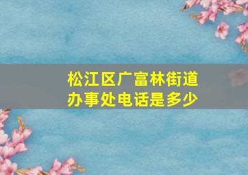 松江区广富林街道办事处电话是多少