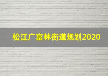 松江广富林街道规划2020