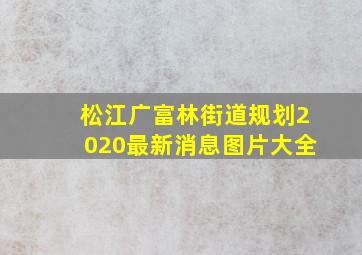 松江广富林街道规划2020最新消息图片大全