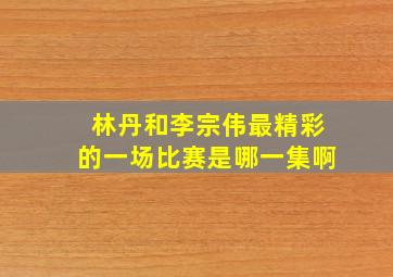 林丹和李宗伟最精彩的一场比赛是哪一集啊