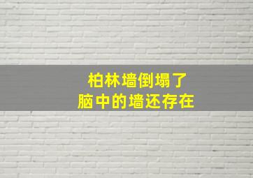 柏林墙倒塌了脑中的墙还存在