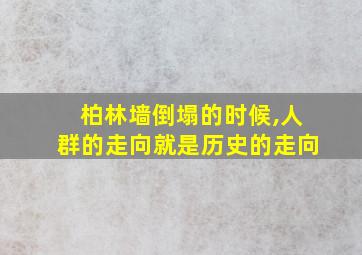 柏林墙倒塌的时候,人群的走向就是历史的走向