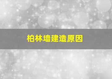 柏林墙建造原因