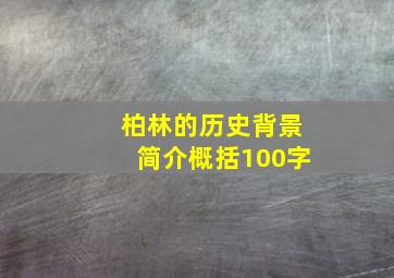 柏林的历史背景简介概括100字