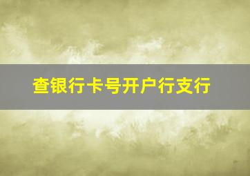 查银行卡号开户行支行