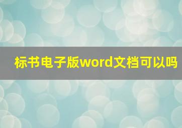 标书电子版word文档可以吗