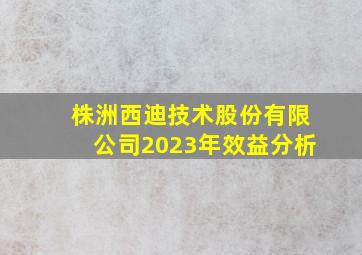 株洲西迪技术股份有限公司2023年效益分析