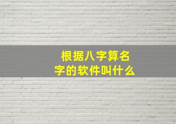 根据八字算名字的软件叫什么