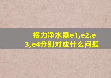 格力净水器e1,e2,e3,e4分别对应什么问题