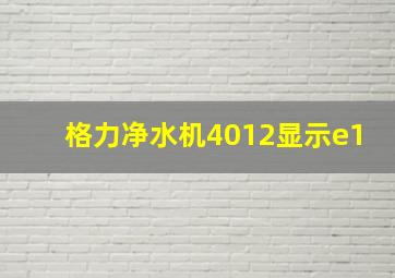 格力净水机4012显示e1