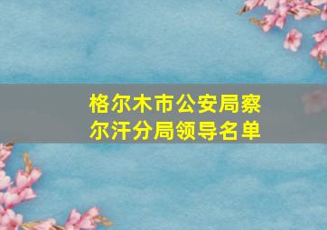 格尔木市公安局察尔汗分局领导名单