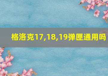 格洛克17,18,19弹匣通用吗