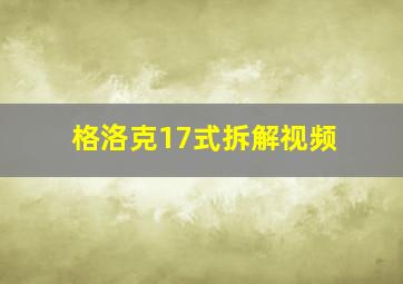 格洛克17式拆解视频