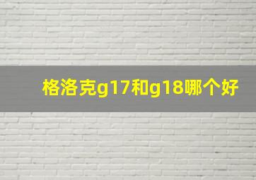 格洛克g17和g18哪个好