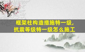 框架柱构造措施特一级,抗震等级特一级怎么施工