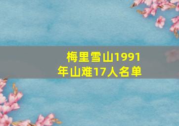 梅里雪山1991年山难17人名单