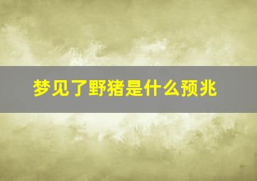 梦见了野猪是什么预兆