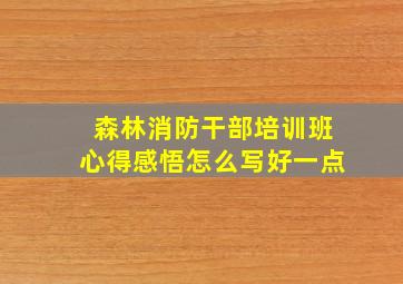 森林消防干部培训班心得感悟怎么写好一点