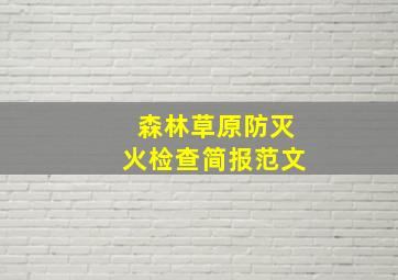 森林草原防灭火检查简报范文