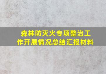 森林防灭火专项整治工作开展情况总结汇报材料