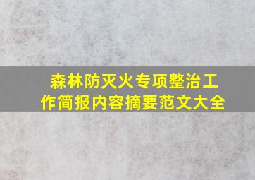 森林防灭火专项整治工作简报内容摘要范文大全