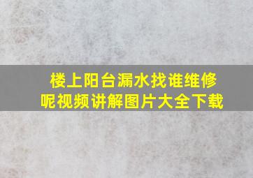 楼上阳台漏水找谁维修呢视频讲解图片大全下载