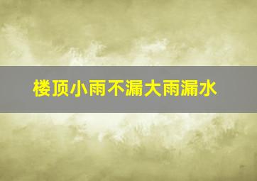 楼顶小雨不漏大雨漏水