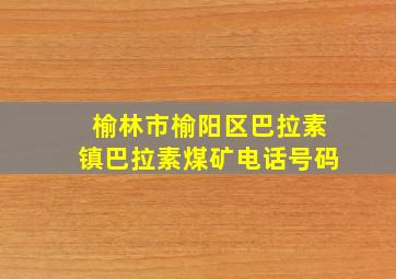 榆林市榆阳区巴拉素镇巴拉素煤矿电话号码