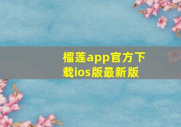 榴莲app官方下载ios版最新版