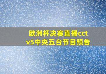 欧洲杯决赛直播cctv5中央五台节目预告