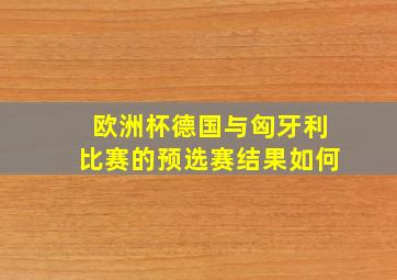 欧洲杯德国与匈牙利比赛的预选赛结果如何