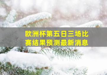 欧洲杯第五日三场比赛结果预测最新消息