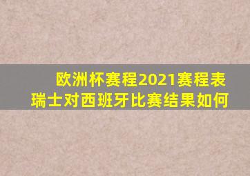 欧洲杯赛程2021赛程表瑞士对西班牙比赛结果如何