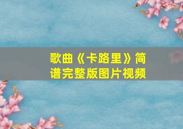 歌曲《卡路里》简谱完整版图片视频