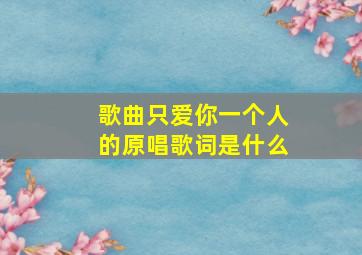 歌曲只爱你一个人的原唱歌词是什么