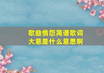 歌曲情怨简谱歌词大意是什么意思啊