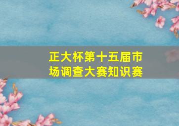 正大杯第十五届市场调查大赛知识赛