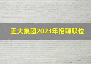 正大集团2023年招聘职位